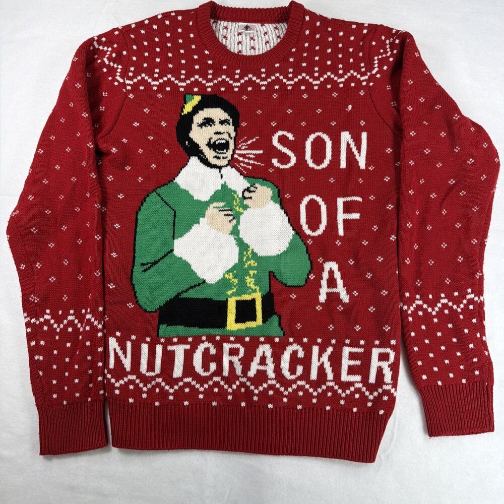 ELF Son Of A Nut Cracker Fair Aisle Ugly Christmas Sweater Unisex Small